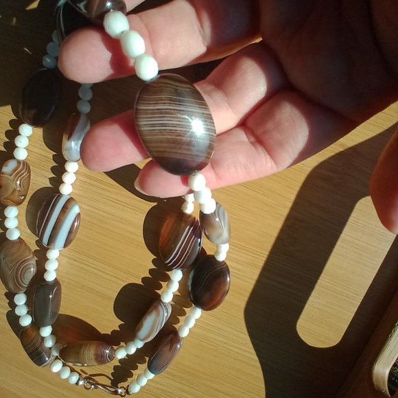 Jay King DTR mine finds stripped Agate and MOP 36 inch necklace 925 - Picture 5 of 13